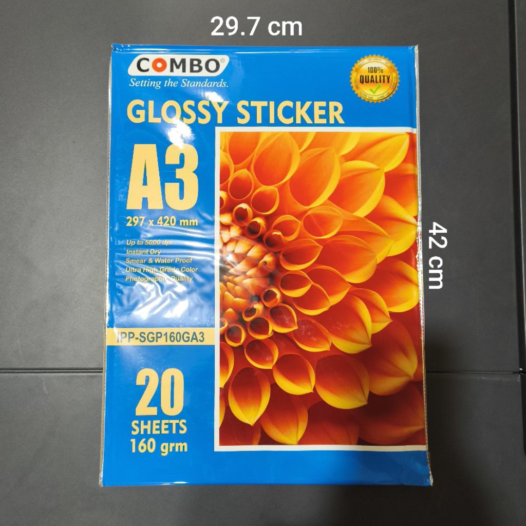 

Sticker Photo Paper A3 / Glossy Sticker A3 / Kertas Cetak Stiker A3 / Glossy Photo Sticker 160grm / Sticker Glossy A3