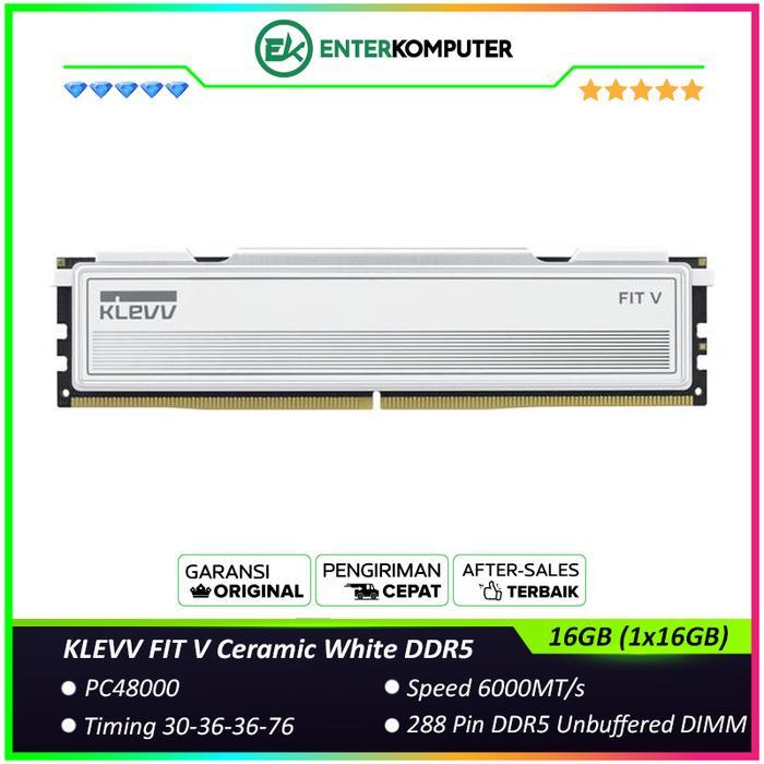 KLEVV FIT V Ceramic White DDR5 PC48000 6000MHz 16GB (1x16GB) CL30 / RAM 16GB