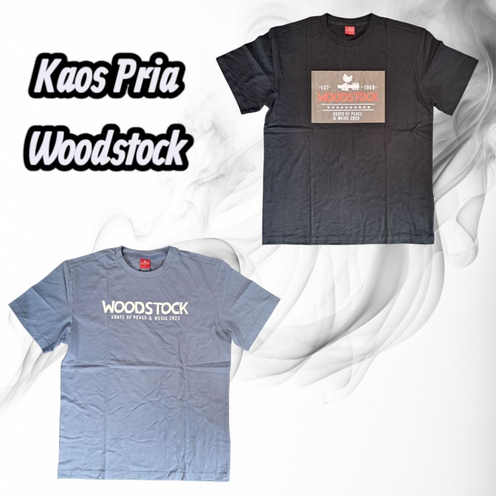 Kaos pria Woodstock 100% katun