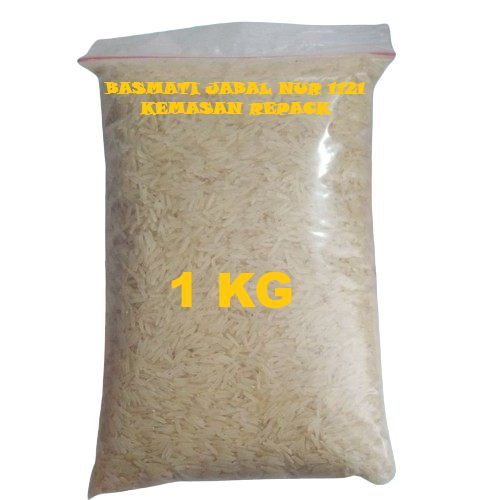 

Beras Basmati JABAL NUR 1121 Kemasan Repack 1kg Basmati Rice