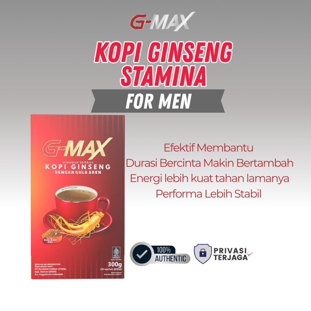 

KOPI G MAX Minuman Kopi Stamina Kuat Tahan Lama Extrak Gingseng Praktis Halal