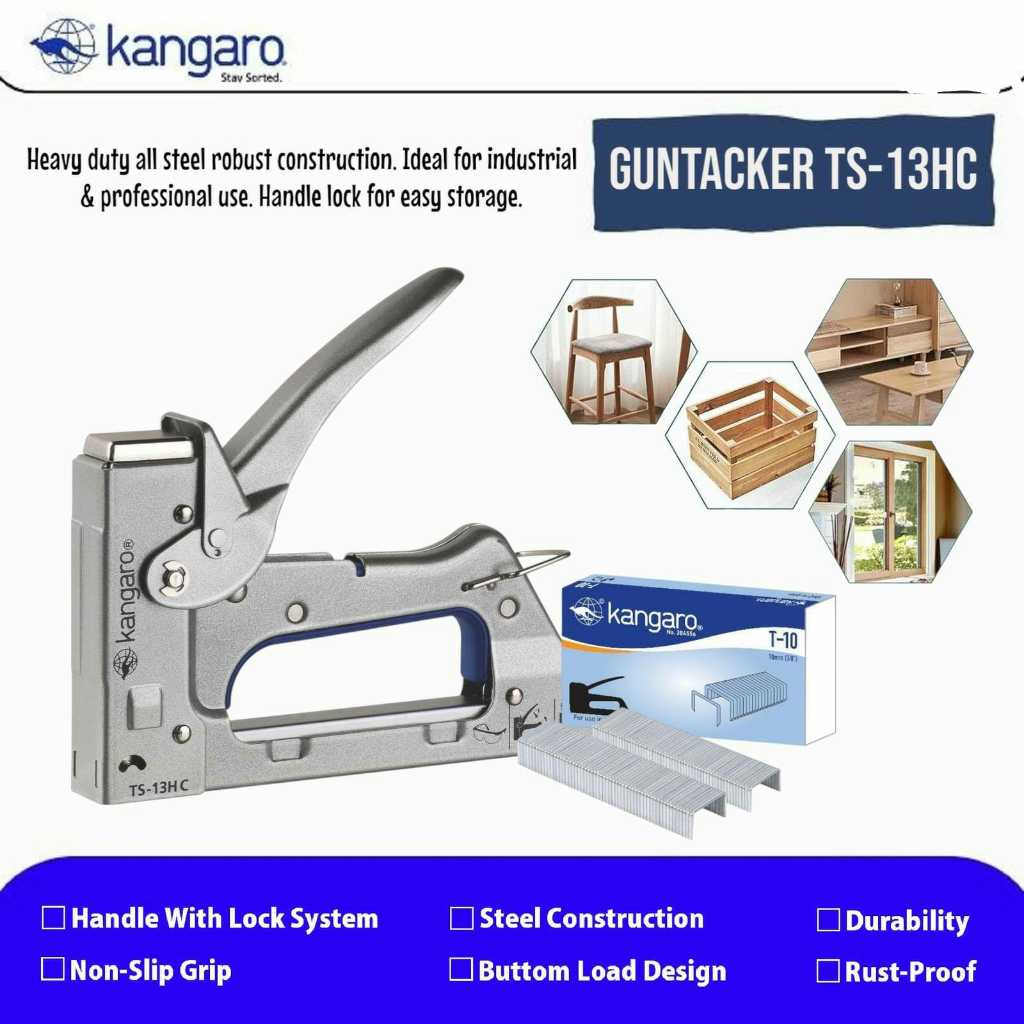 

Alat Staples Tembak Jok Kulit/Stapler Kayu/Guntacker Kangaro TS 13HC