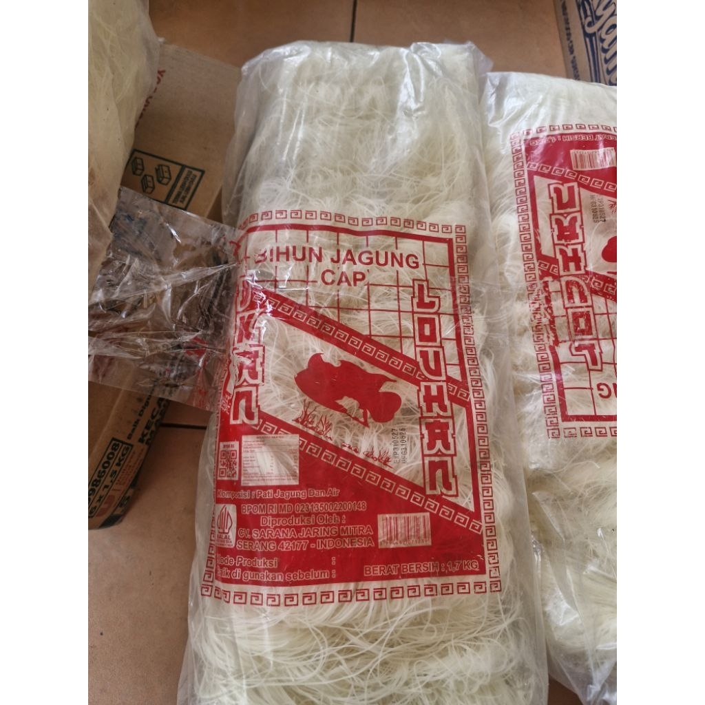 

Bihun Jagung cap Ikan Louhan Kiloan Bal isi 1.7kg