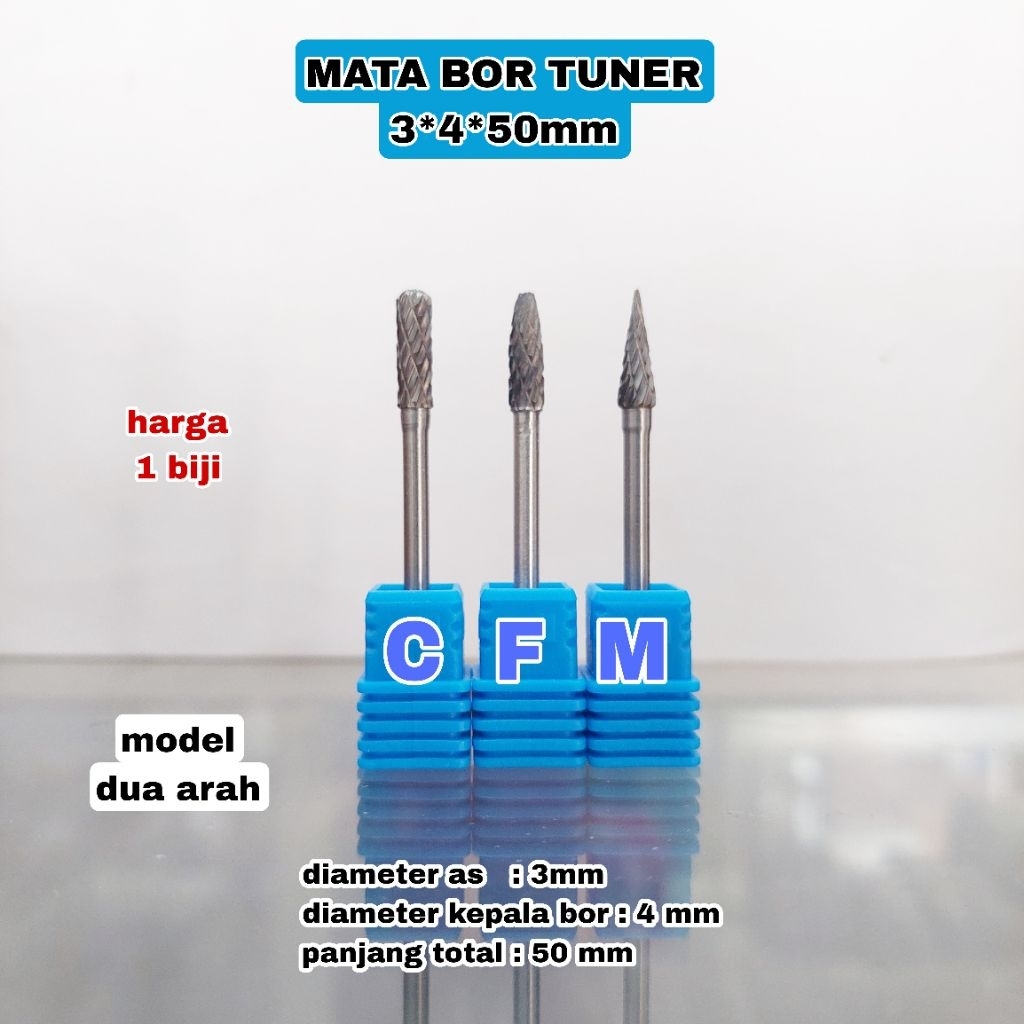 1 biji mata bor tuner 3x4x50mm tungsten carbide burr