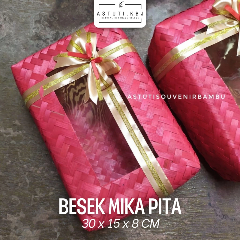BESEK 30X15 CM MIKA PITA WARNA besek persegi panjang / besek hias / besek hampers /hantaran/souvenir