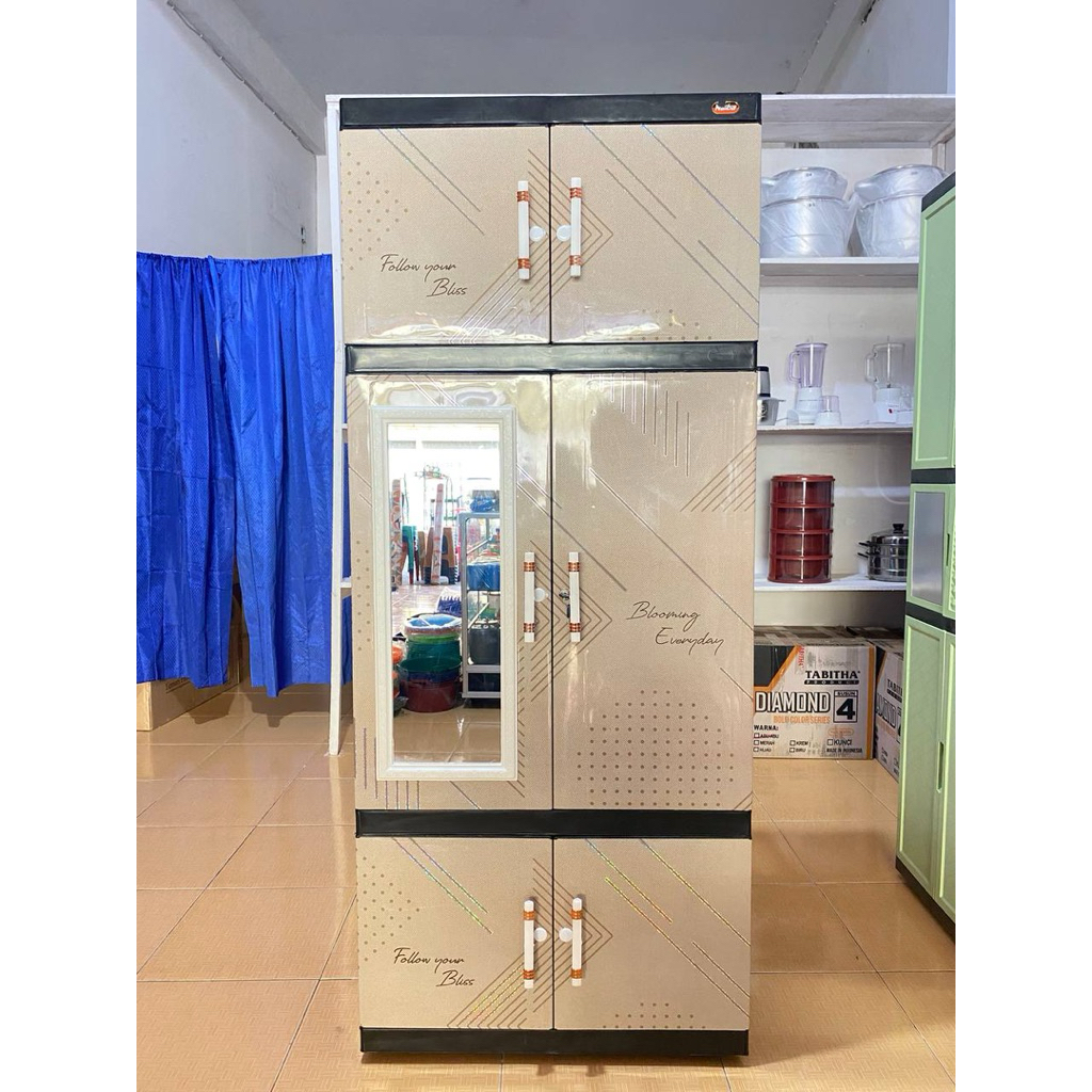 LEMARI NAIBA PRO 9624 / LEMARI JUMBO PLASTIK / LEMARI PAKAIAN NAIBA KACA / LEMARI PLASTIK NAIBA 4 SU