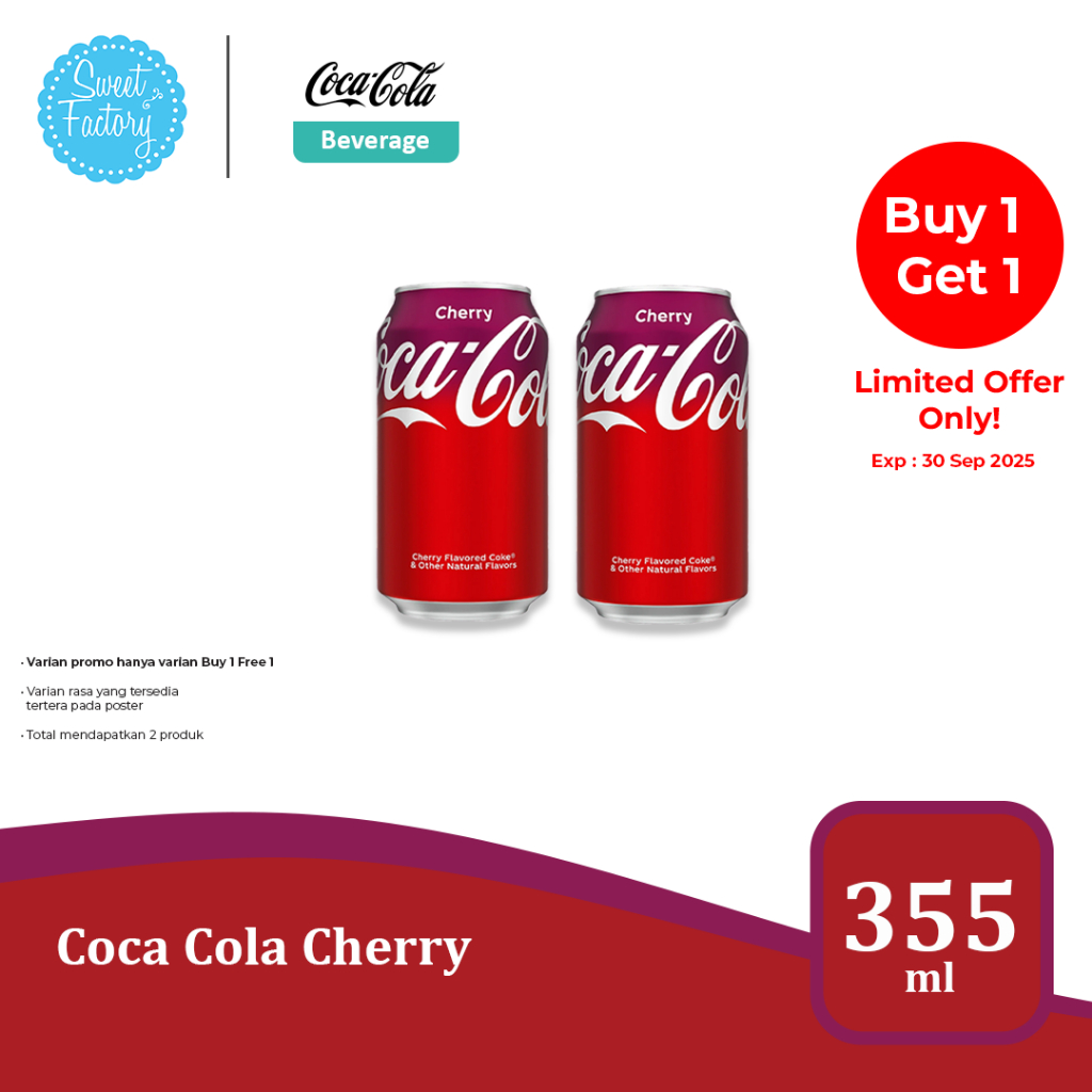 

Coca-Cola Series 355 ml - Vanilla & Cherry, Minuman Soda Ikonik dengan Rasa yang Segar