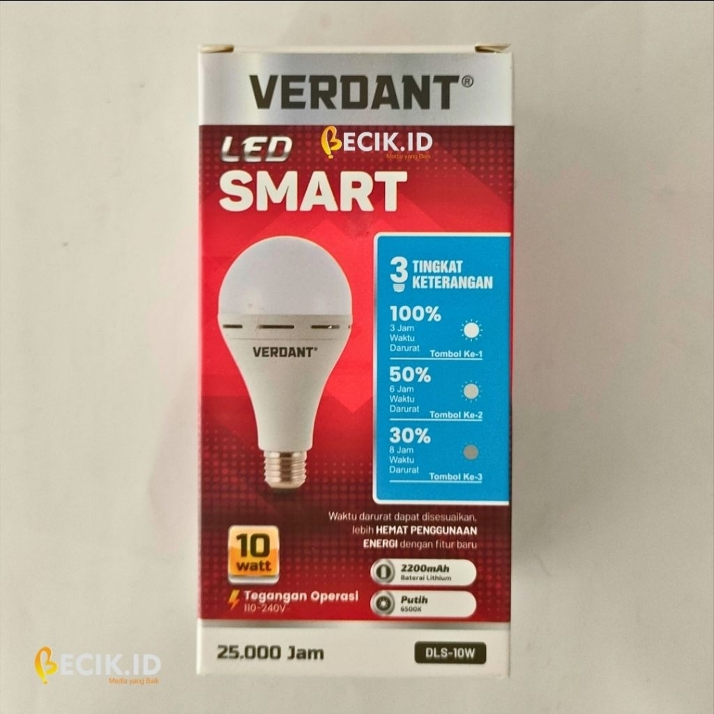 Lampu Emergency Verdant LED Smart 10W – 1101 Lumen – Cahaya Putih – Hemat Energi – SNI – Original
