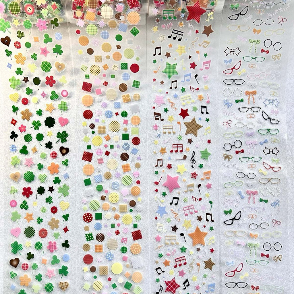 

(6C) washi tape selotip transparan deco bujo kiss cut bintang bulat mix star round glasses plant