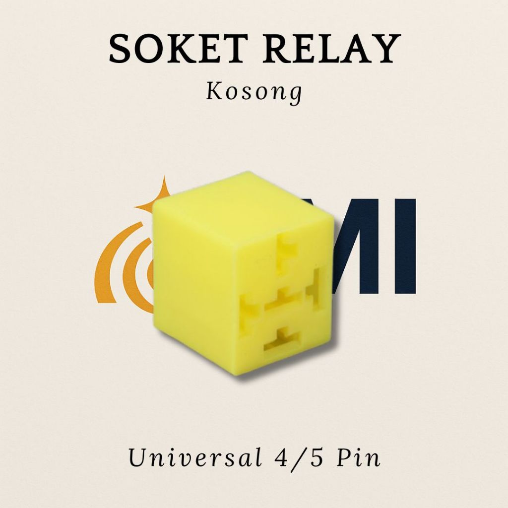 Soket Relay Kosong Kuning Universal 4/5 Pin – Bahan Tahan Panas untuk Mobil & Motor