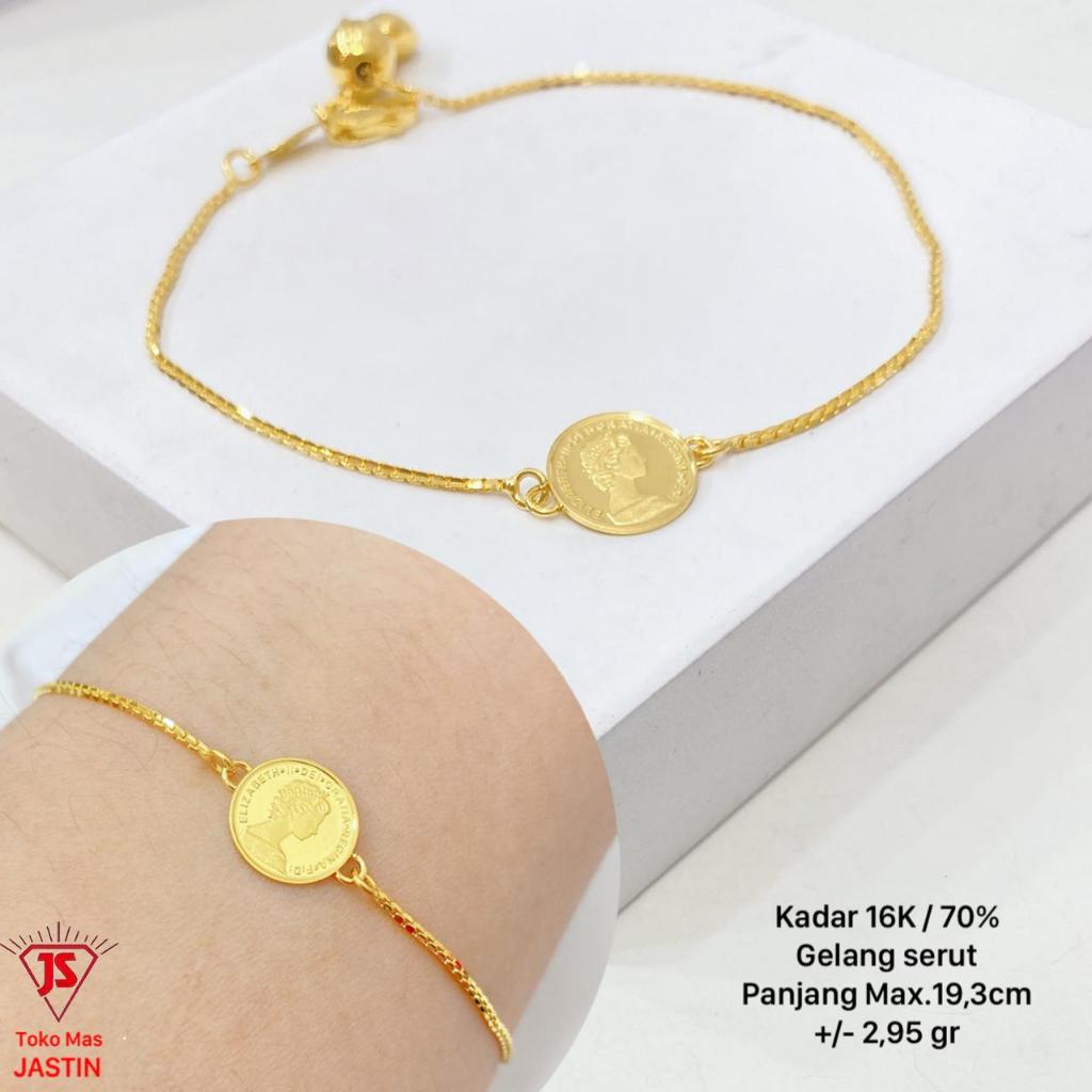 gelang serut new fashion emas 70% /16k