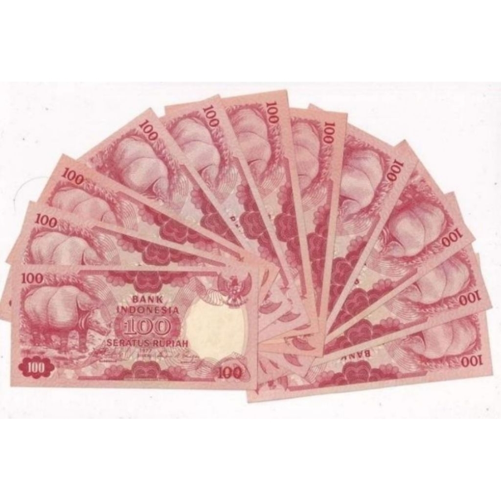 uang kuno kertas 100 badak. seratus rupiah badak