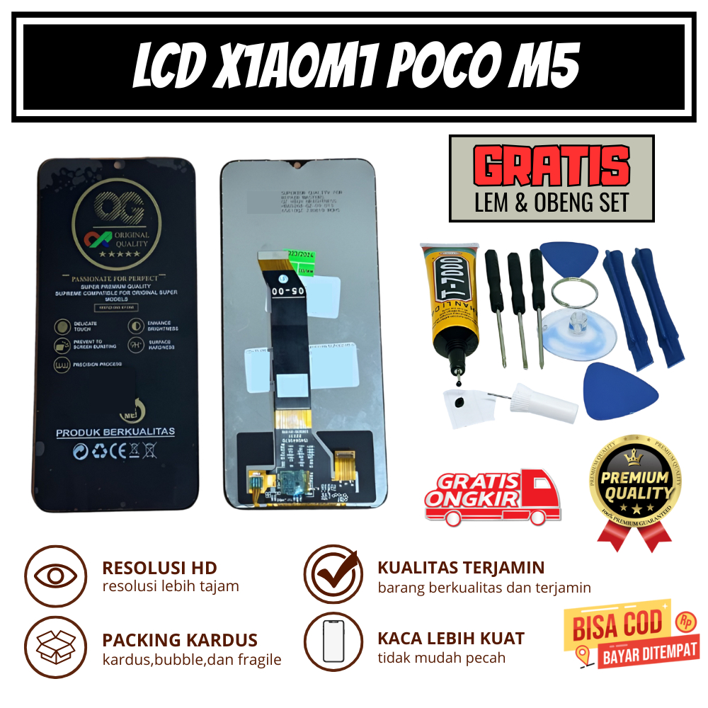 LCD XIA0MI P0C0 M5 ORIGINAL + TOUCHSCREEN || GRATIS 1 SET OBENG & LEM || OG SUPER ORIGINAL