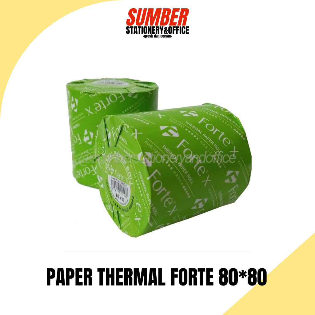 

KERTAS THERMAL 80x80 FORTE HIJAU / Kertas thermal paper roll 80x80 ( harga 1roll /pcs)