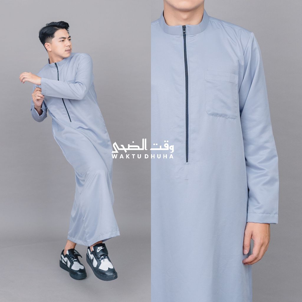 PREMIUM WAKTU DHUHA - GAMIS COWOK LENGAN PANJANG MODEL RESLETING TERBARU