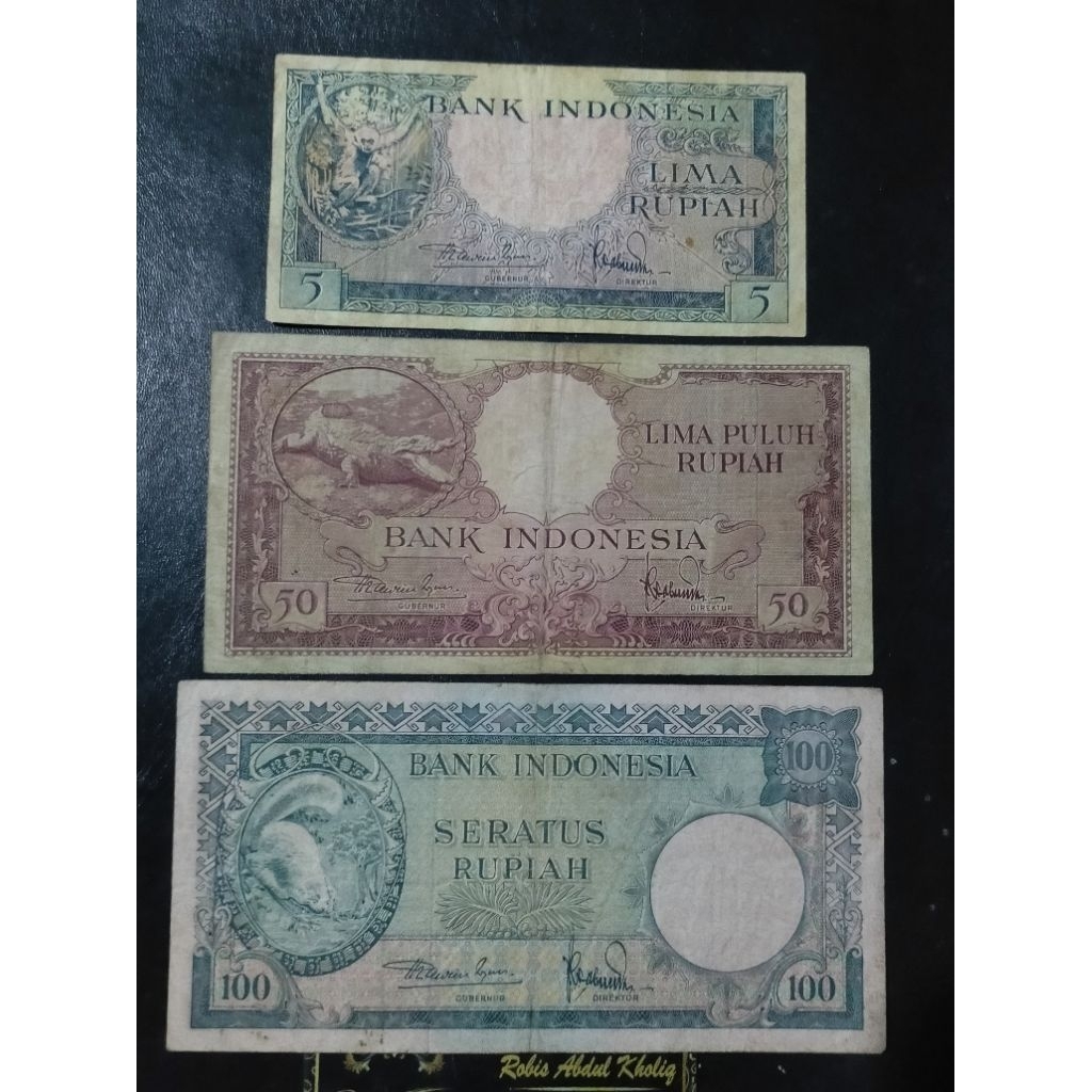langka uang seri hewan 1957 uang 5 rupiah kera/monyet 100 tupai 50 buaya