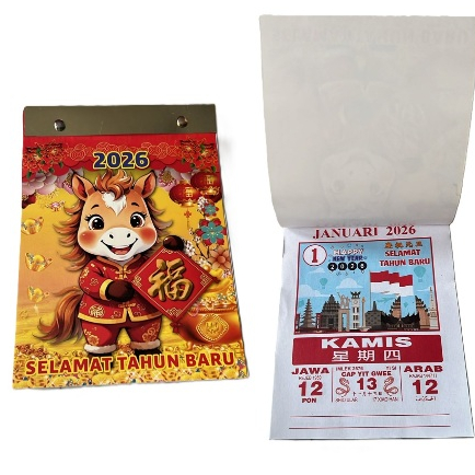 

Kalender mandarin LOKAL 2026 kalender harian sobek Kalender Shio KUDA China ada bahasa inggris