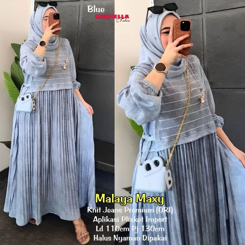 MALAYA MAXY / DRESS KNIT JEANS PREMIUM / GAMIS WANITA MUSLIMAH