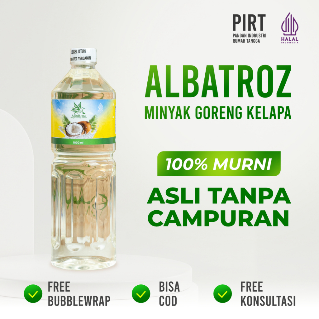 

Minyak Goreng Makan Kelapa Coconut Oil Albatroz Sehat Healthy Cooking Oil 1L Liter