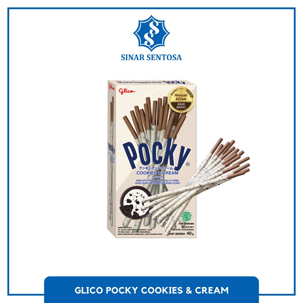 

Glico Pocky Cookies and Cream 40g | Snack Stik Biskuit Renyah Enak Original