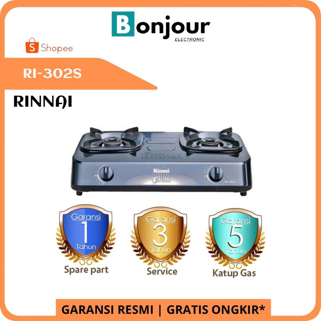 Kompor Gas Dua Tungku Rinnai RI-302S Ceflon Kompor Gas Rinnai RI-302S