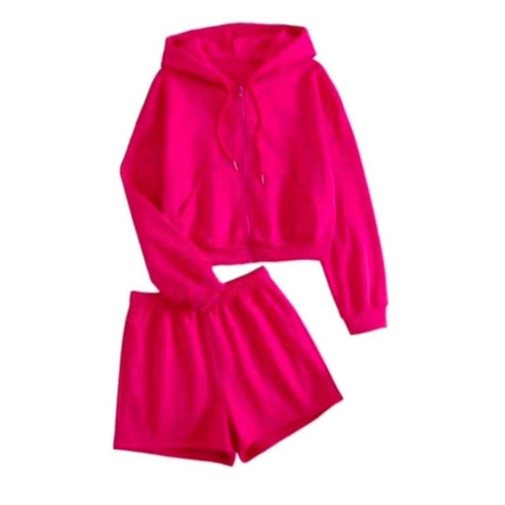 Setelan Wanita Sweater Hoodie Dewasa No Tanktop Korean Style Zipper Oneset Olahraga Senam aerobik