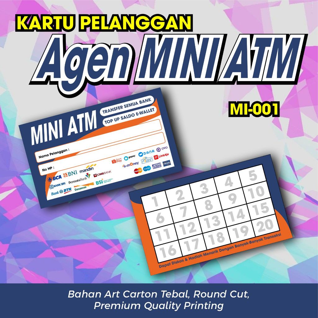 

Kartu Nama Member Kartu Agen MINI ATM Kartu Pelanggan NEW 100 pcs