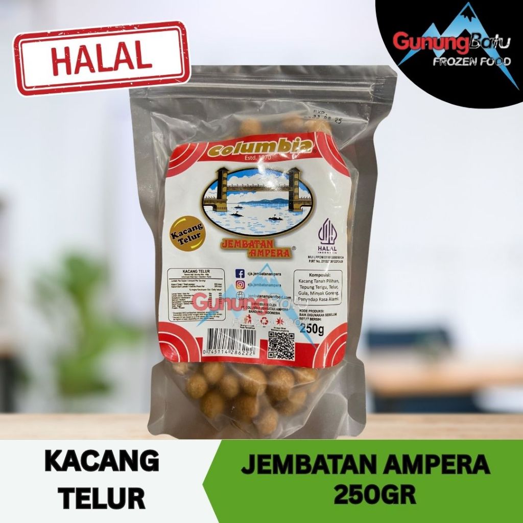 

CEMILAN KACANG TELUR COLUMBIA JEMBATAN AMPERA 250 GR/ KERIPIK SINGKONG 1 BALL