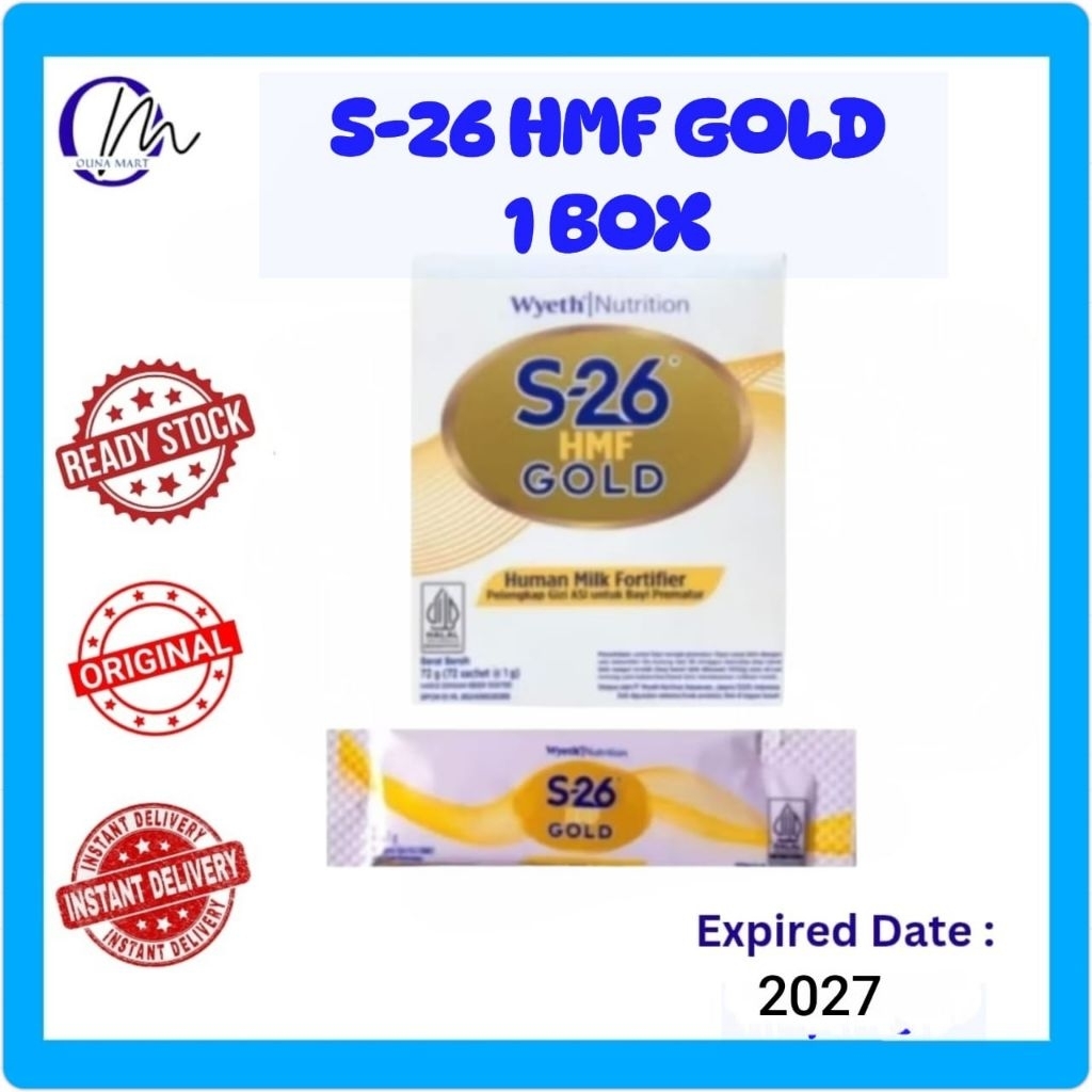 (READY Langsung Kirim) S-26 HMF (HUMAN MILK FORTIFIER) GOLD 1 BOX ISI 72 SACHET UNTUK PENAMBAH BB BA