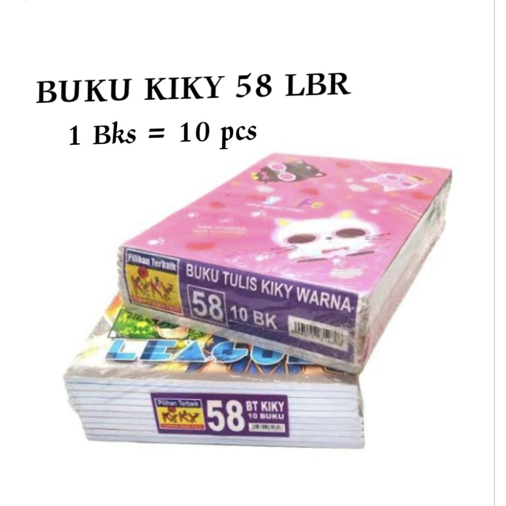 

Buku tulis Kiky 58 Lembar Kwarto ( 16 X 21 cm ) / Bks ( 10 Pcs )