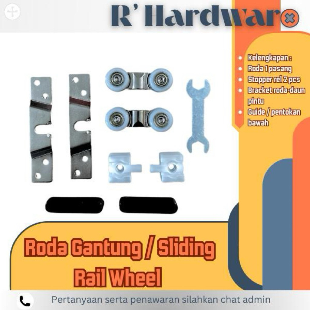 Roda Gantung Slding Pintu geser / Sliding Roller / Roda Track Sliding untuk Pintu geser Kayu, Alumun