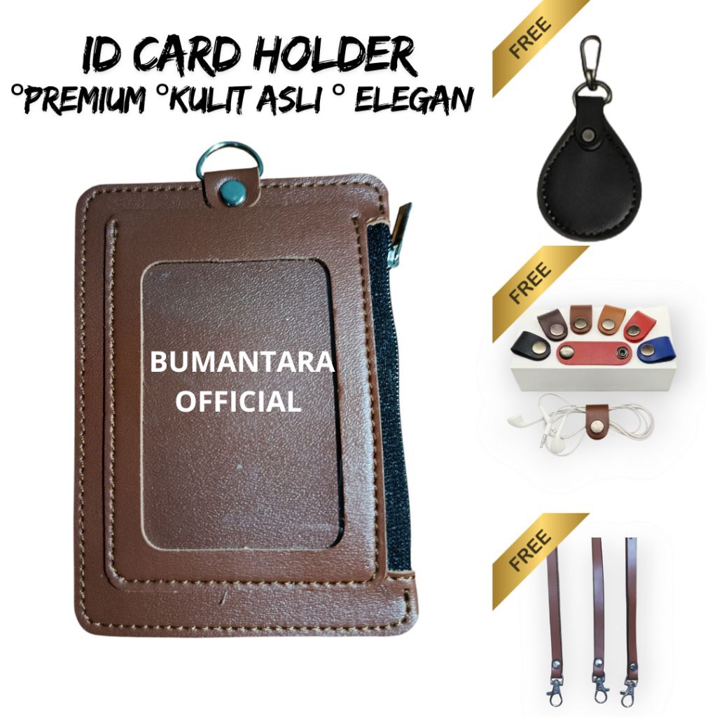 

ID Card Holder – Cardholder & Nametag Kulit dengan Slot Depan, Sleting Samping, 2 Slot Belakang – BUMANTARA OFFICIAL