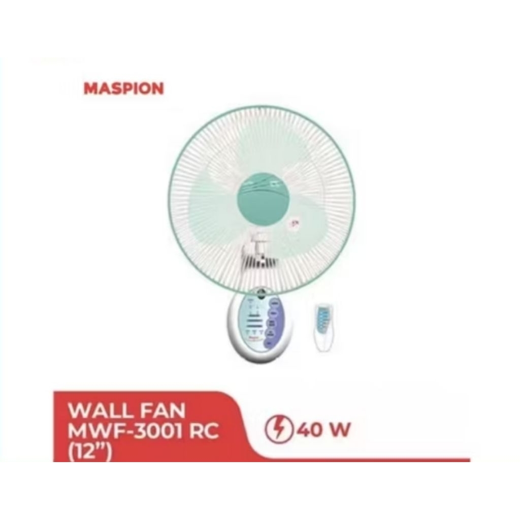 Maspion Kipas Angin Dinding Remote 12" MWF-3001Rc / Wall Fan 12" Remote Maspion 3001Rc