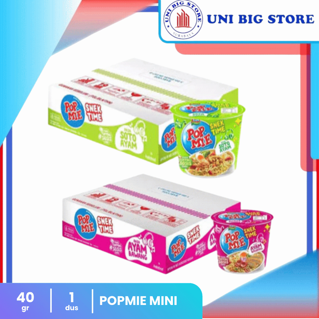 

Pop Mie MINI Mi Gelas Rasa Ayam Bawang | Soto Mi 40 gr x 12 pcs DUS Instant Cup Noodle PopMie