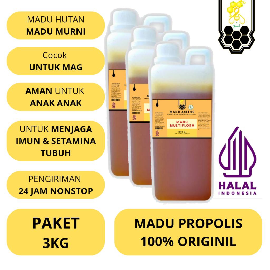 

PAKET PROMO MADU MULTIFLORA 3KG MADU ASLI MADU MURNI HUTAN LIAR