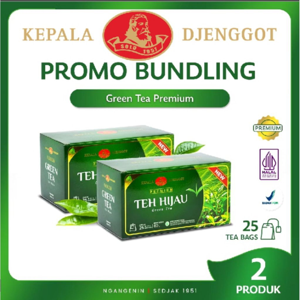 

*PAKET BUNDLING 2PCS* Teh Hijau Green Tea Premium 25s 50gr - Teh Kepala Djenggot