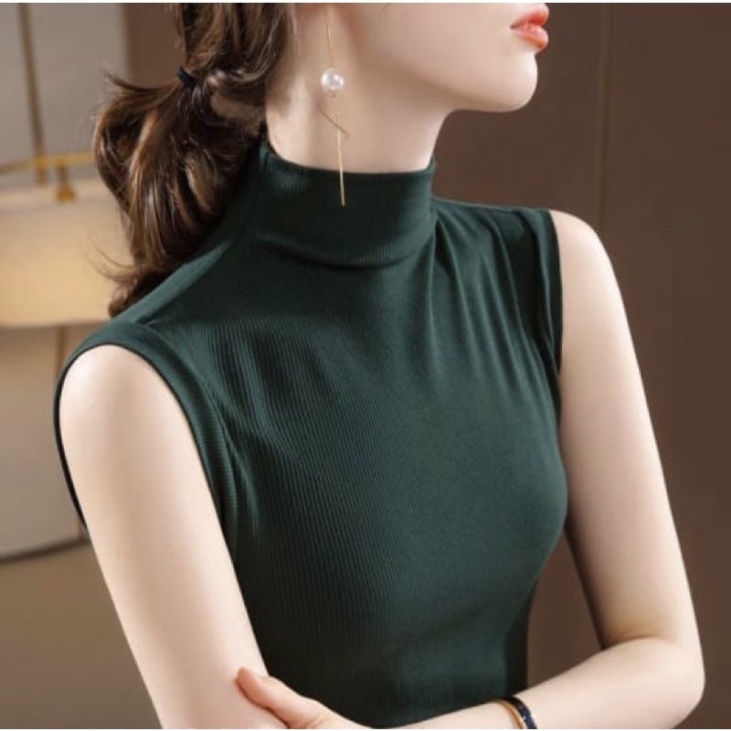 Atasan Inner Turtleneck Tanpa Lengan Sleeveless Korean Style / Manset Buntung Turtleneck Wanita
