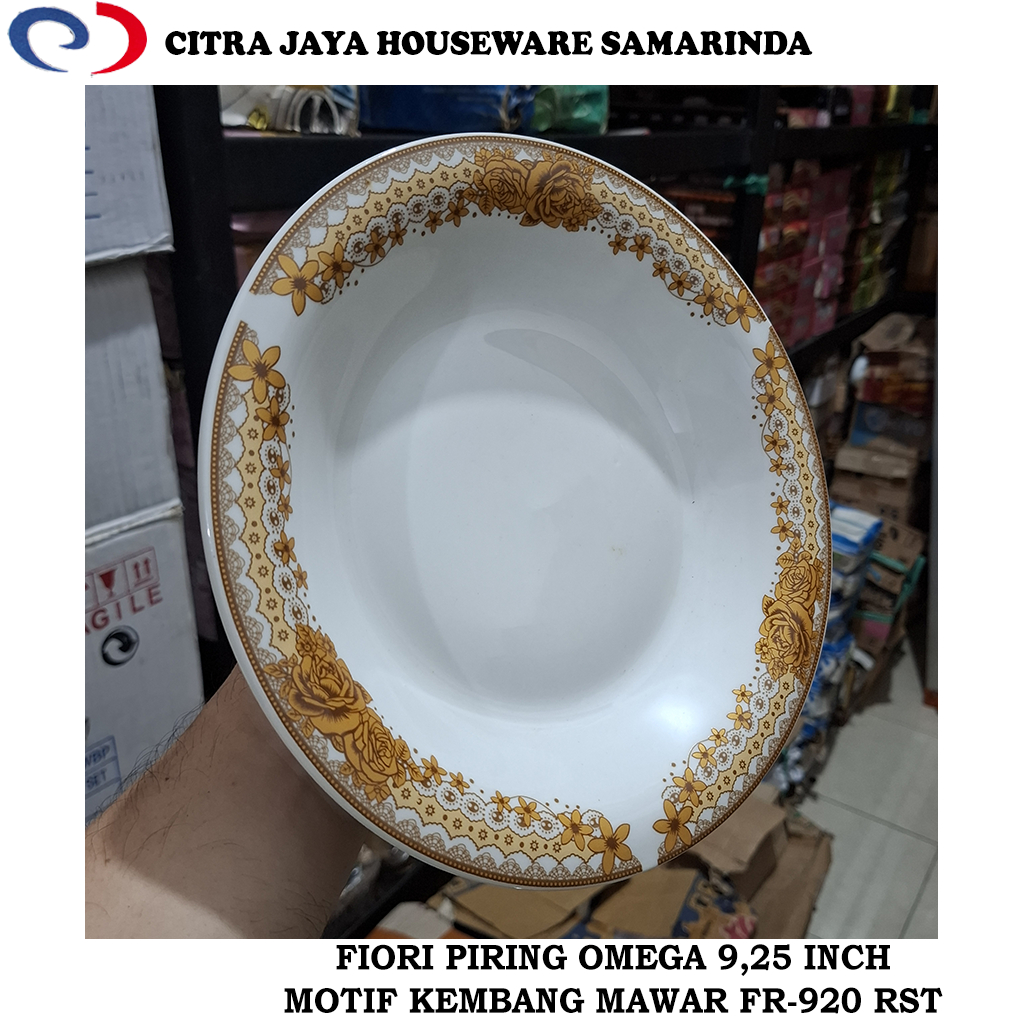 Piring Omega Keramik 9,25 Inch Motif Kembang Mawar FIORI FR-920 RST (1 Pcs / 3 Pcs / 6 Pcs)