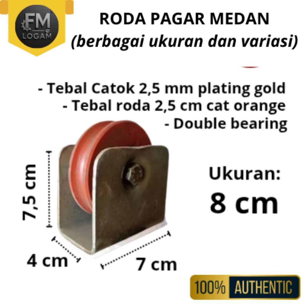 Roda Pagar Medan Besi Cor 8 cm