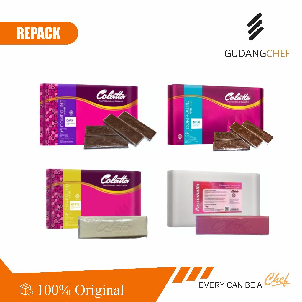 

REPACK Colatta Prof Dark Chocolate Compound 200gr 400gr 800gr - Pink Cpd 1 slice 660gr - White 200gr