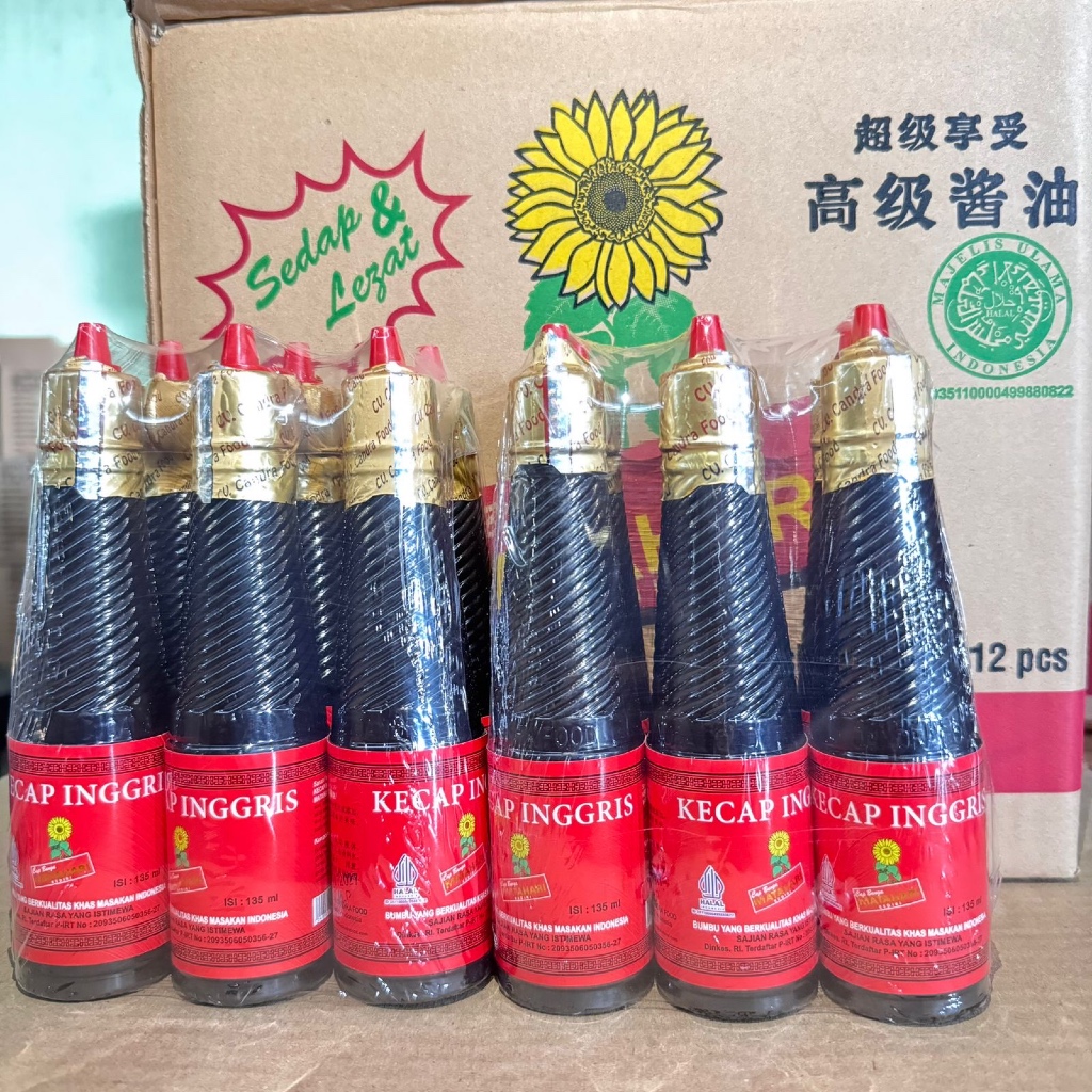 

Kecap Inggris, Bahan Makanan , Cap Bunga Matahari 135ML Siap Packing 12pcs