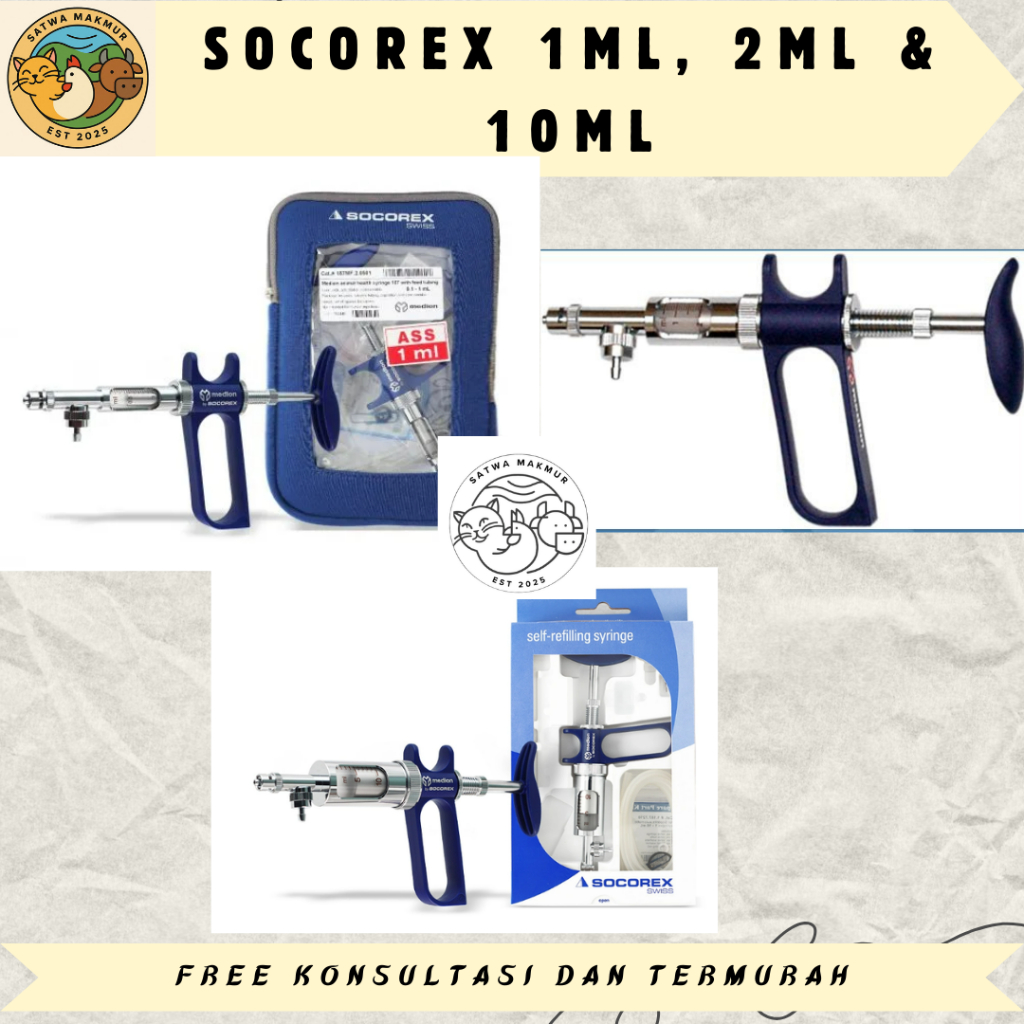 Socorex 1 ml, 2 ml, 10 ml, Alat Suntik Otomatis Original SWISS, MEDION