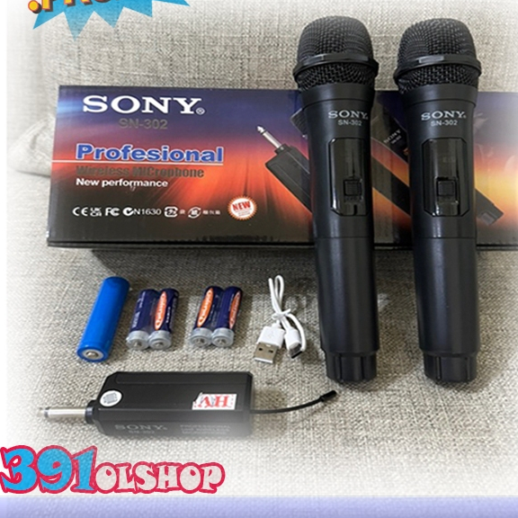391olshop Sony microphone wireless sn 302 mic tanpa kabel cocok untuk karaoke isi 2 mik suara jernih