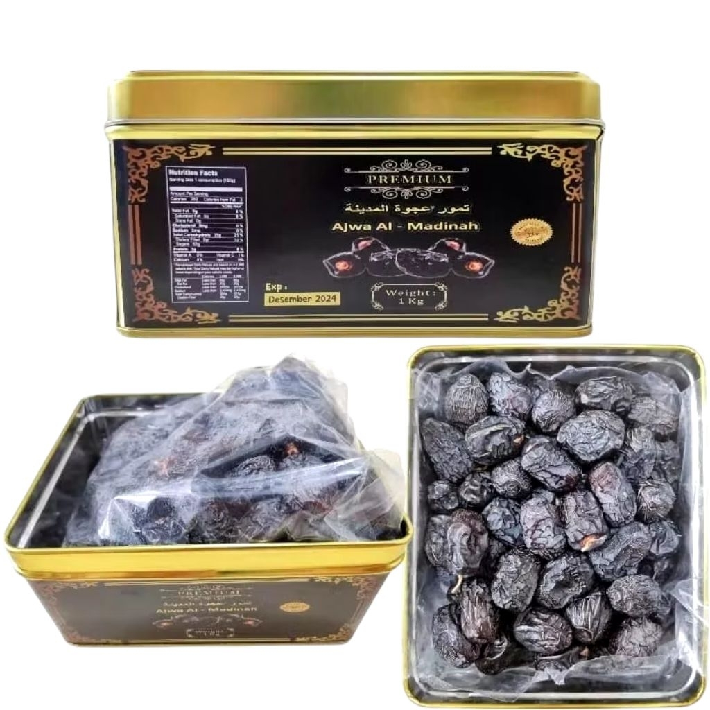 

Kurma Ajwa 1 Kg Kemasan Kaleng Original Kurma Nabi Zifara Premium Dates