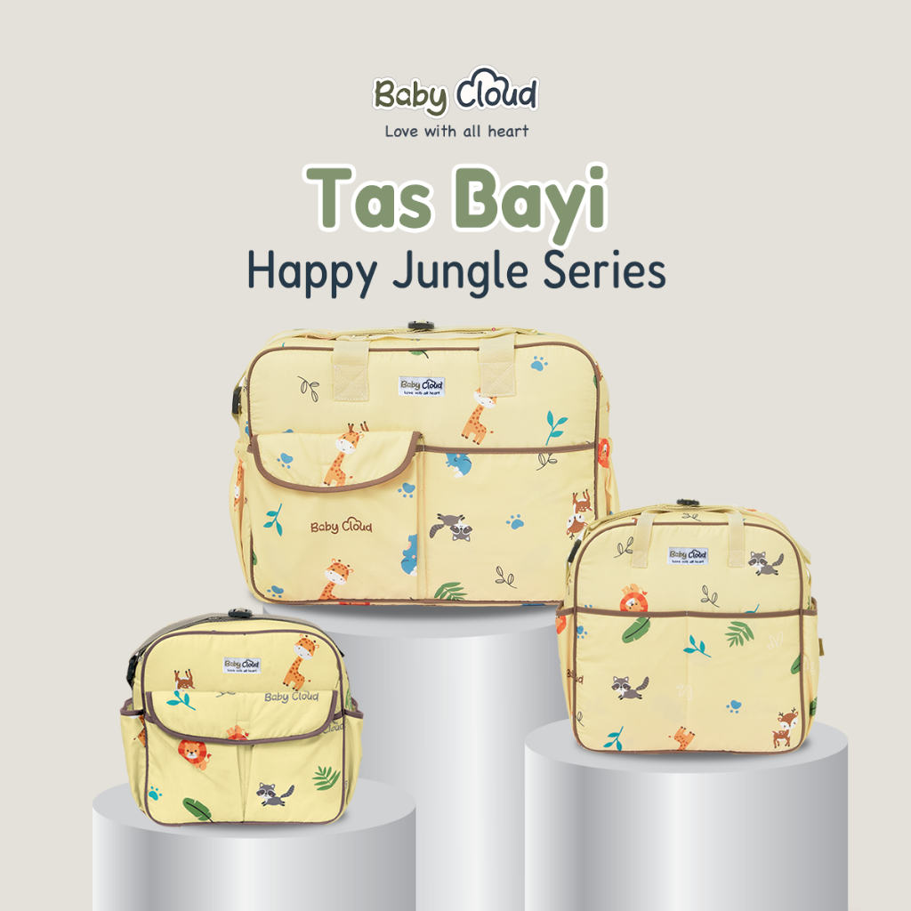 Baby Cloud Tas Bayi Newborn Diaper Bag Travel Ukuran Kecil Medium Besar Happy Jungle Series