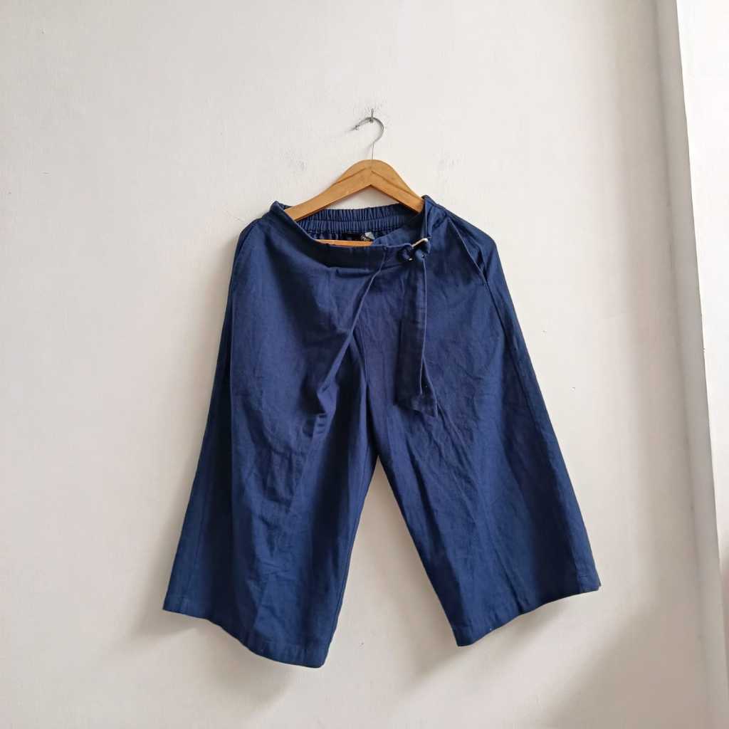 Celana Linen Eprise Celana Kulot Dark Denim Premium