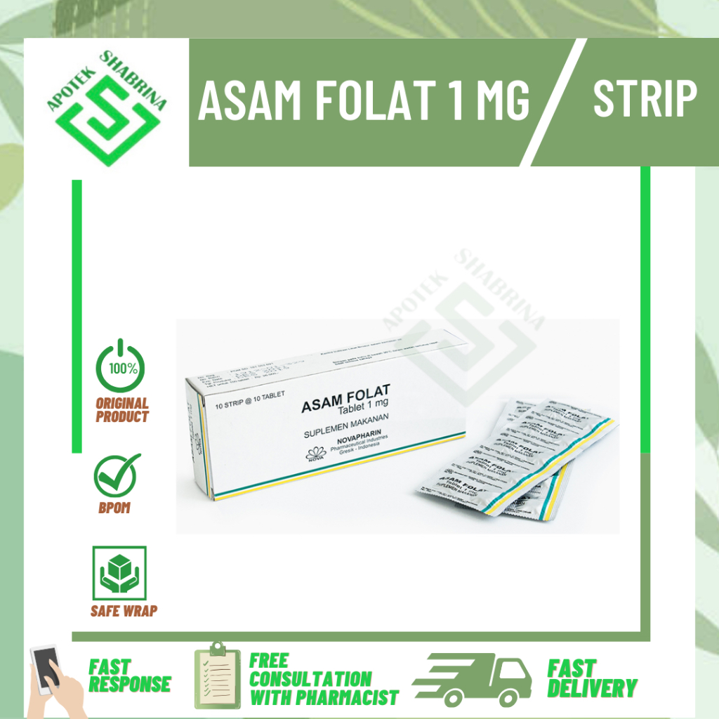 Novapharin Asam Folic 1mg Tablet Strip 10 Tablet / Asam Folat 1 mg