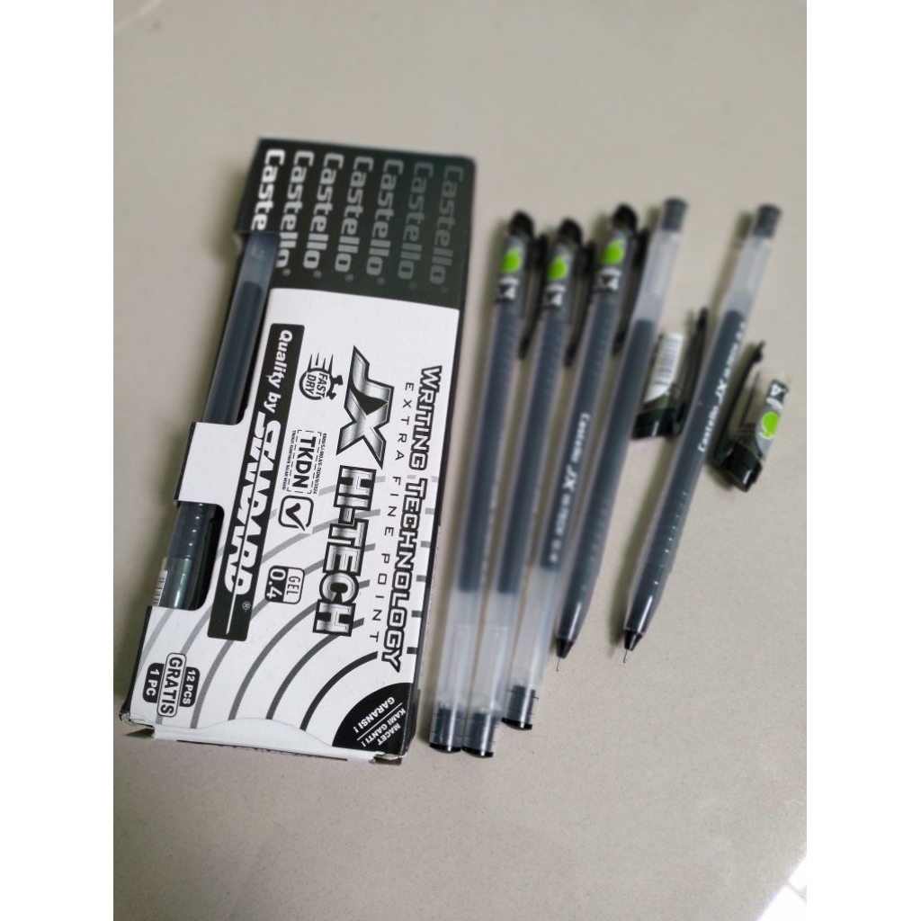 

Castello JX Hi-Tech Gel 0.4 Alat Tulis Pensil Ballpoint Pena 12pcs+1pc Standard Pulpen Teknologi Menulis Cepat Kering