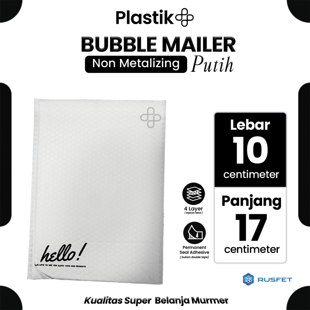 

Amplop Bubble Envelope Mailer Putih 10 x 17 cm Premium Solid Color Rusfet Harga Satuan