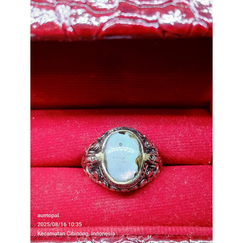 14.3mm x 9.9mm x 5mm ring 7.5 Batu kalimaya banten milky kristal asli natural kualitas premium